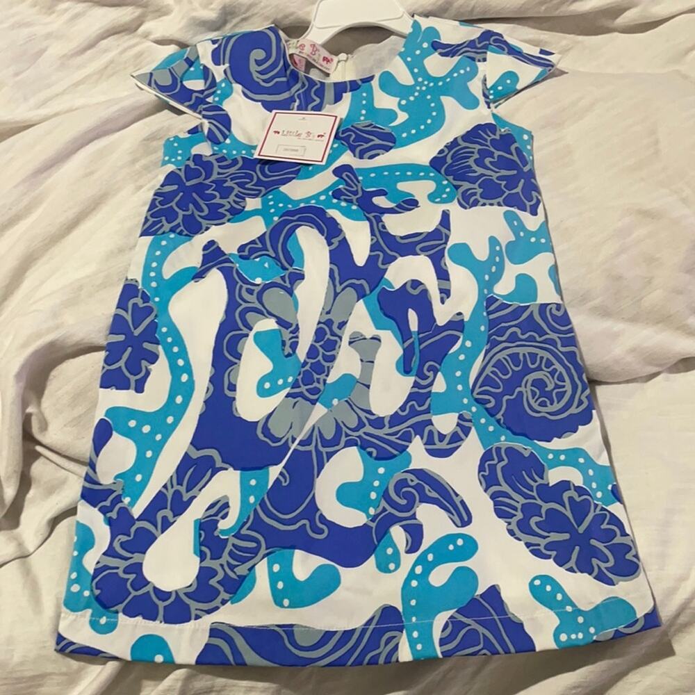 Little B’s 4 blue turquoise tropical a line dress lined NWT back zipper